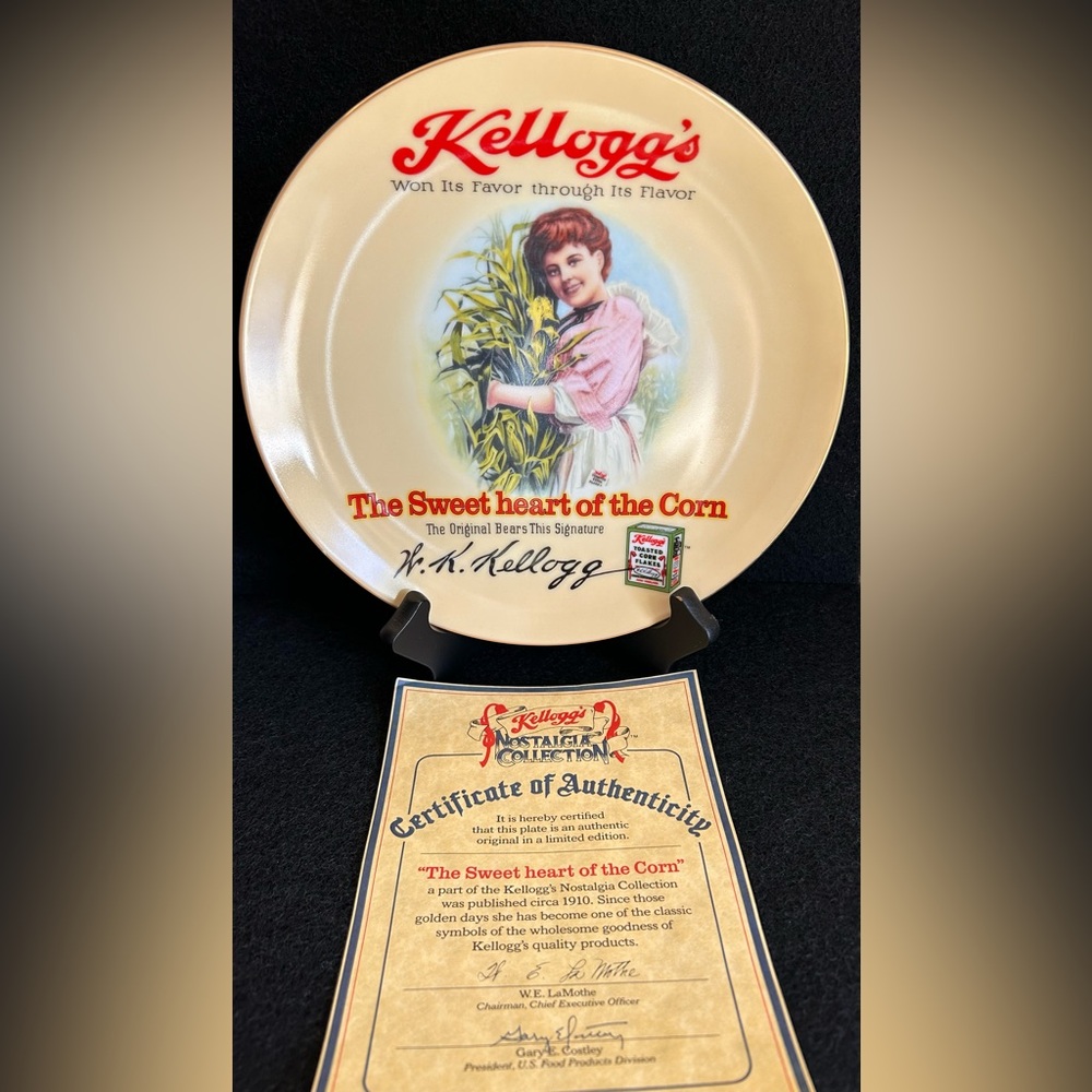 Vintage Kellogg's Nostalgia Collection plate "The sweet heart of the Corn" 1989